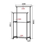 Double Pole Portable Clothes Rack With Wheels - Image 2