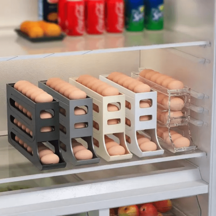 4 Layers Automatic Rolling Egg Holder Rack | Fridge Egg Storage Box - Image 3