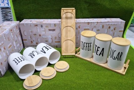 3 pcs Canister Set with Wooden Stand