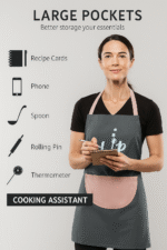 Kitchen Apron for Women with Big Front Pocket