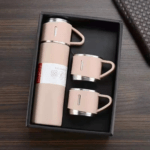 Steel Vacuum Flask Set with 3 Stainless Steel Cups Combo - 500ml - Keeps HOT/Cold - Image 7