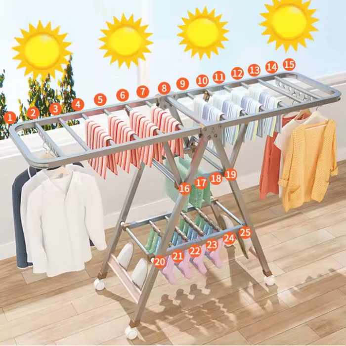 Multi-function Stainless Steel Cloth Drying Rack - Image 12