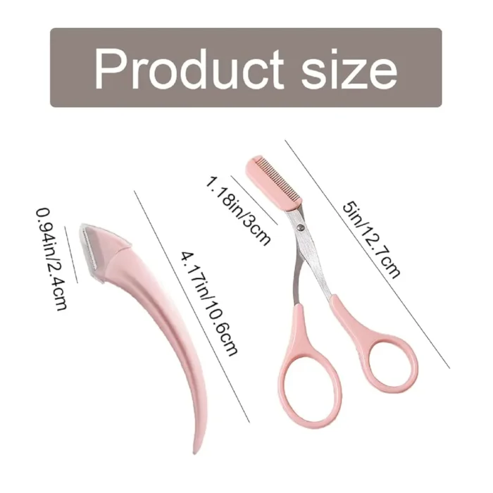 Eyebrow Trimmer Set | Stainless Steel Curved Eyebrow Razor Eyebrow Scissors With Comb - Image 2