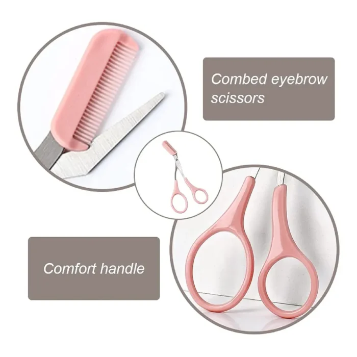 Eyebrow Trimmer Set | Stainless Steel Curved Eyebrow Razor Eyebrow Scissors With Comb - Image 5
