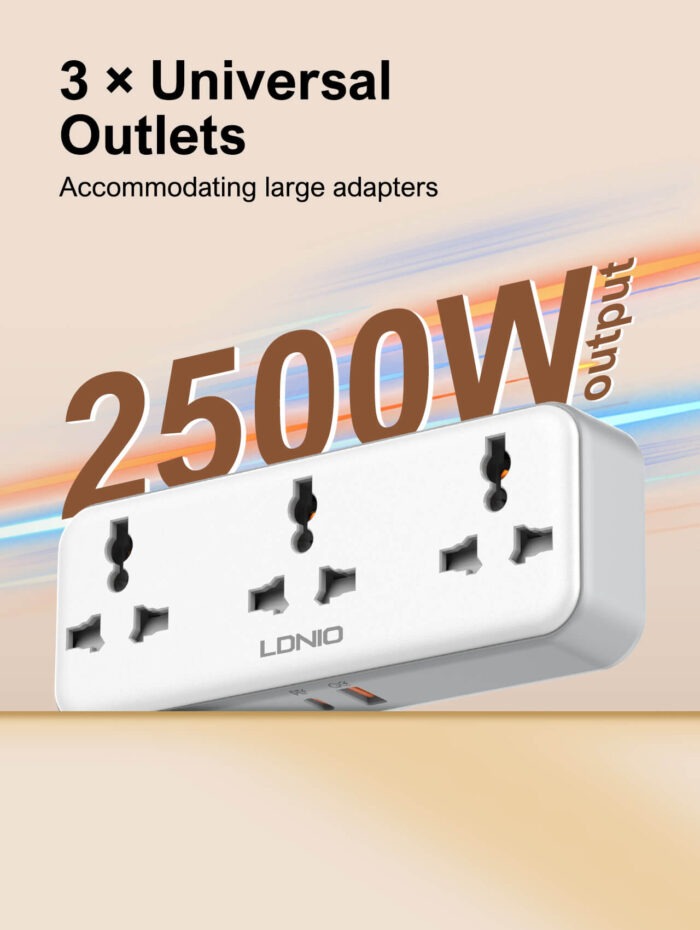 Ldnio 3 AC Outlets Portable Extension Power Socket SC3317 - Image 2