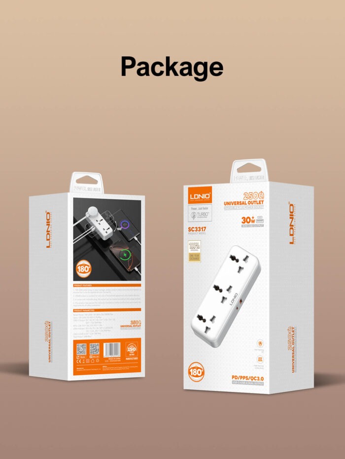 Ldnio 3 AC Outlets Portable Extension Power Socket SC3317 - Image 6