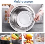 3 in 1 Stainless Steel Multifunctional Vegetable Fruits Washing Bowl Set - Image 6