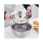 3 in 1 Stainless Steel Multifunctional Vegetable Fruits Washing Bowl Set - Image 5