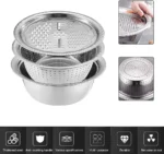 3 in 1 Stainless Steel Multifunctional Vegetable Fruits Washing Bowl Set