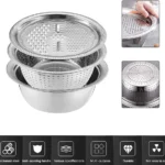 3 in 1 Stainless Steel Multifunctional Vegetable Fruits Washing Bowl Set