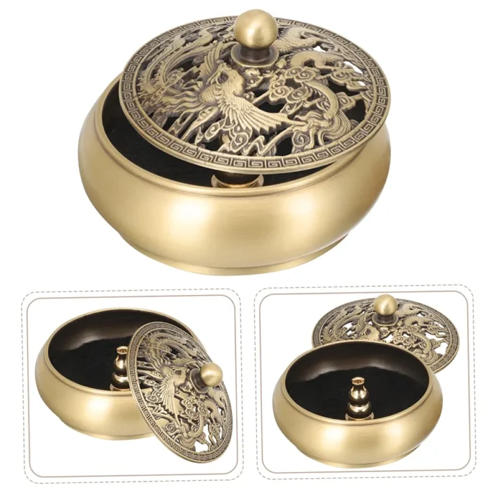 Brass Incense Burner with Lid Decorative - Image 3