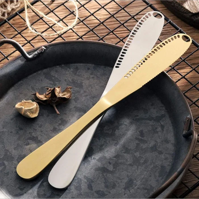 Stainless Steel Butter Knife With Hole Cheese Butter Cutter - Image 14