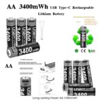 1.5V AA 3400 mWh Type-C Rechargeable Battery