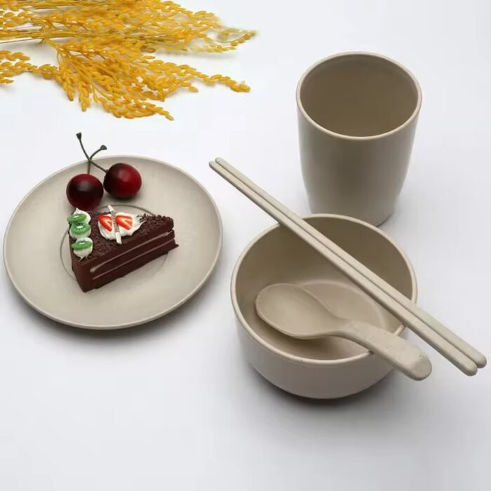 6 Pcs Wheat Straw Tableware Set - Image 5