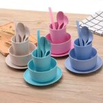 6 Pcs Wheat Straw Tableware Set