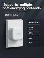 UGREEN UK Pin Type-C PD 30W Fast Charger – White – CD127 - Image 2