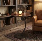 C-Shaped Wood Sofa Table with Metal Frame - Image 3