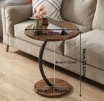 C-Shaped Wood Sofa Table with Metal Frame - Image 2