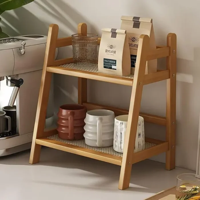 Double Layer Wooden Organizer Shelf - Image 6