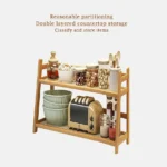 Double Layer Wooden Organizer Shelf