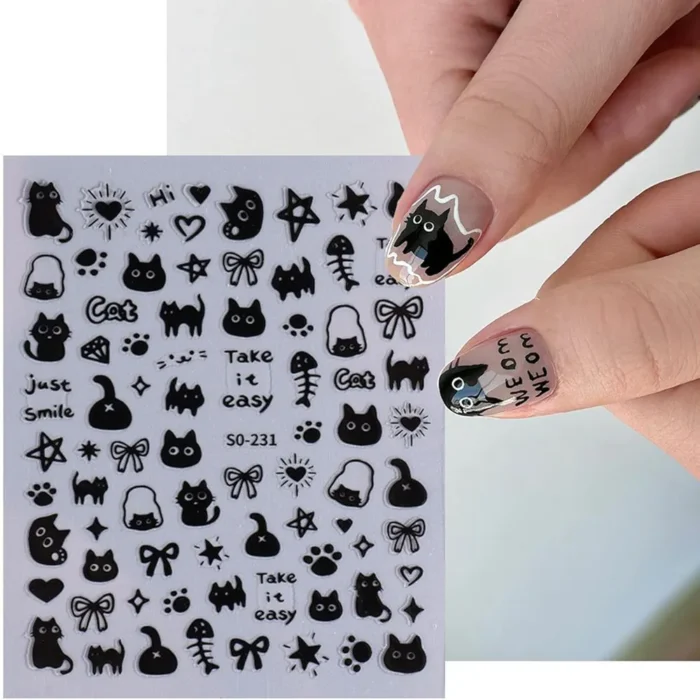 Black Cat Nail Stickers - Image 6