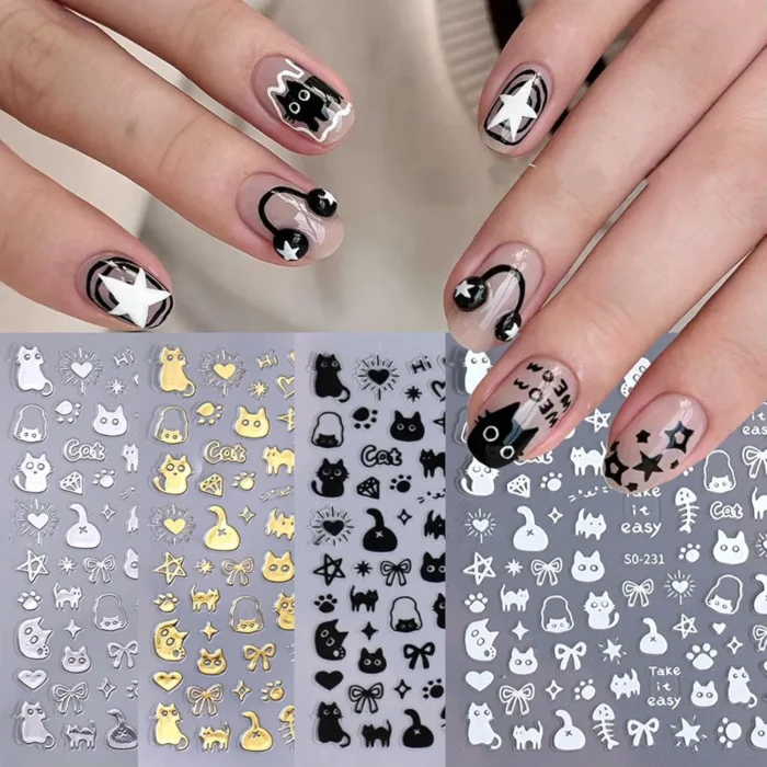 Black Cat Nail Stickers - Image 4