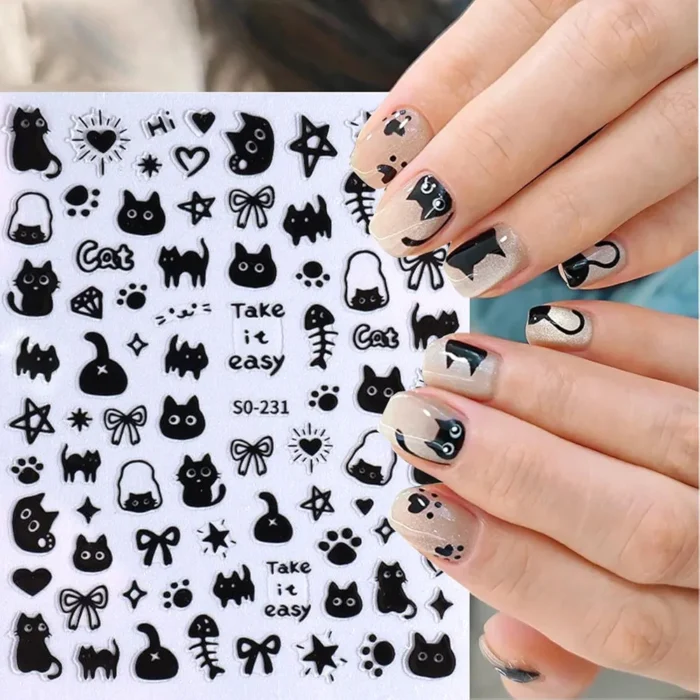 Black Cat Nail Stickers - Image 3
