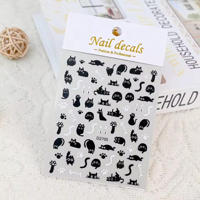 Black Cat Nail Stickers - Image 12