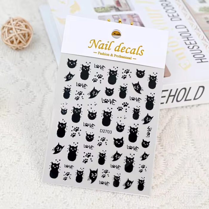 Black Cat Nail Stickers - Image 13