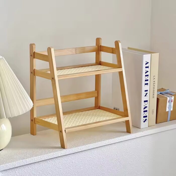 Double Layer Wooden Organizer Shelf - Image 5