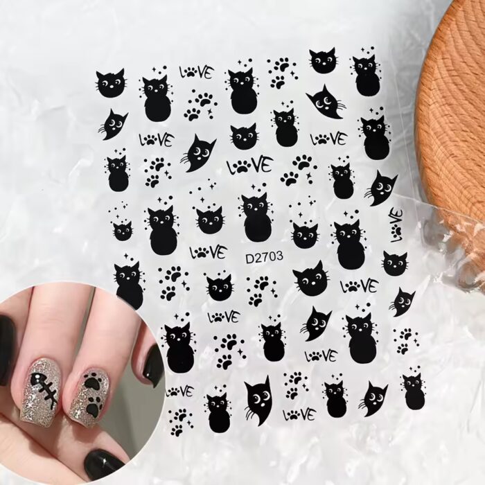 Black Cat Nail Stickers - Image 5