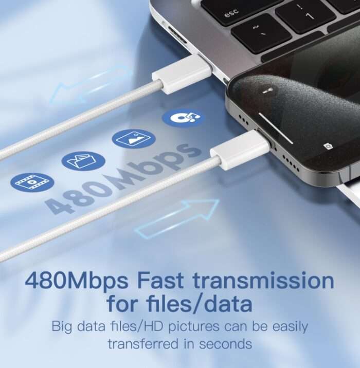 LDNIO LC902C USB 65W. Type C USB 3.2 Cable Fast Charging Data Cable for Iphone 2 Meters 65W - Image 9