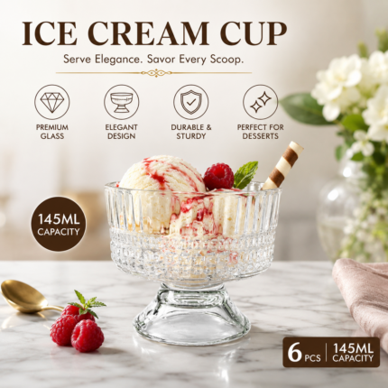 Glass Ice Cream Cup Set 6 pcs