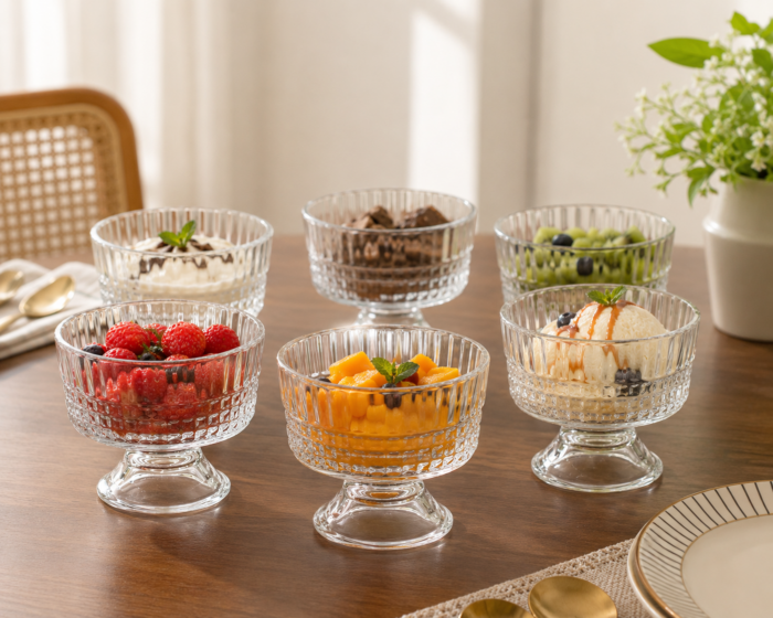 Glass Ice Cream Cup Set 6 pcs - Image 2