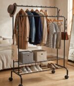Double Pole Cloth and Shoe Rack | Carbon Steel - Image 5