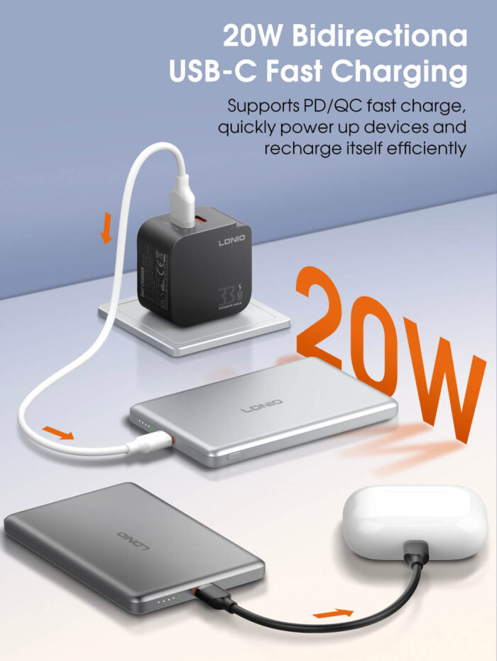 LDNIO Ultralight 5000mAh 15W Wireless Fast Power Bank PQ32 - Image 4
