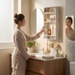 Wall Mounted Bathroom Shelf With Hooks
