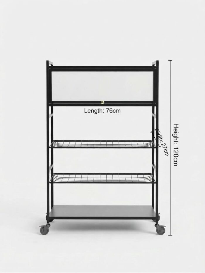 4 Layer Kitchen Rack With Shutter And Wheels - Image 2