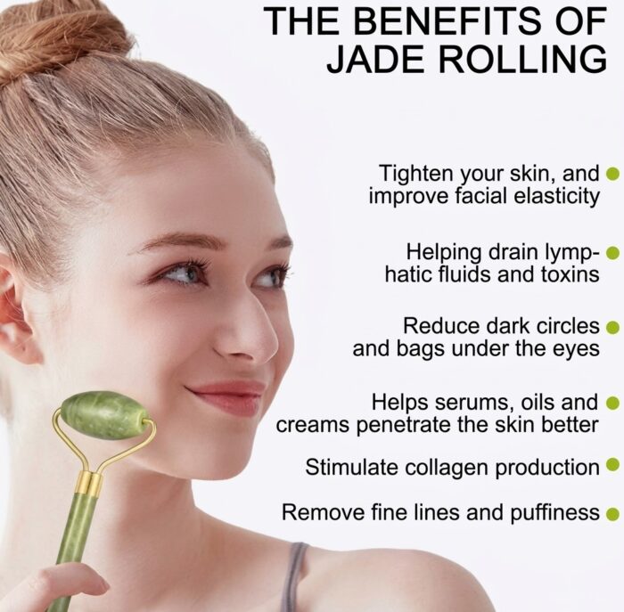4-Piece Natural Jade Facial Roller & Gua Sha Set - Image 7